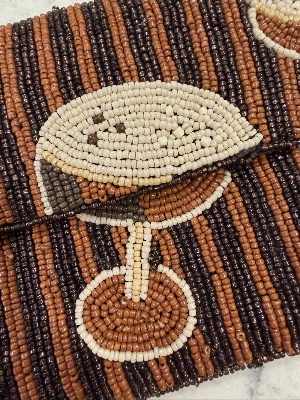 Beaded Clutch espresso martini clutch in Brown & Black with gold crossover chain